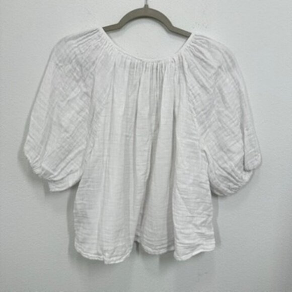 J. Crew Women's Size Small Swingy Puff Sleeve Gauzy Cotton Linen Blend Top - Picture 9 of 9